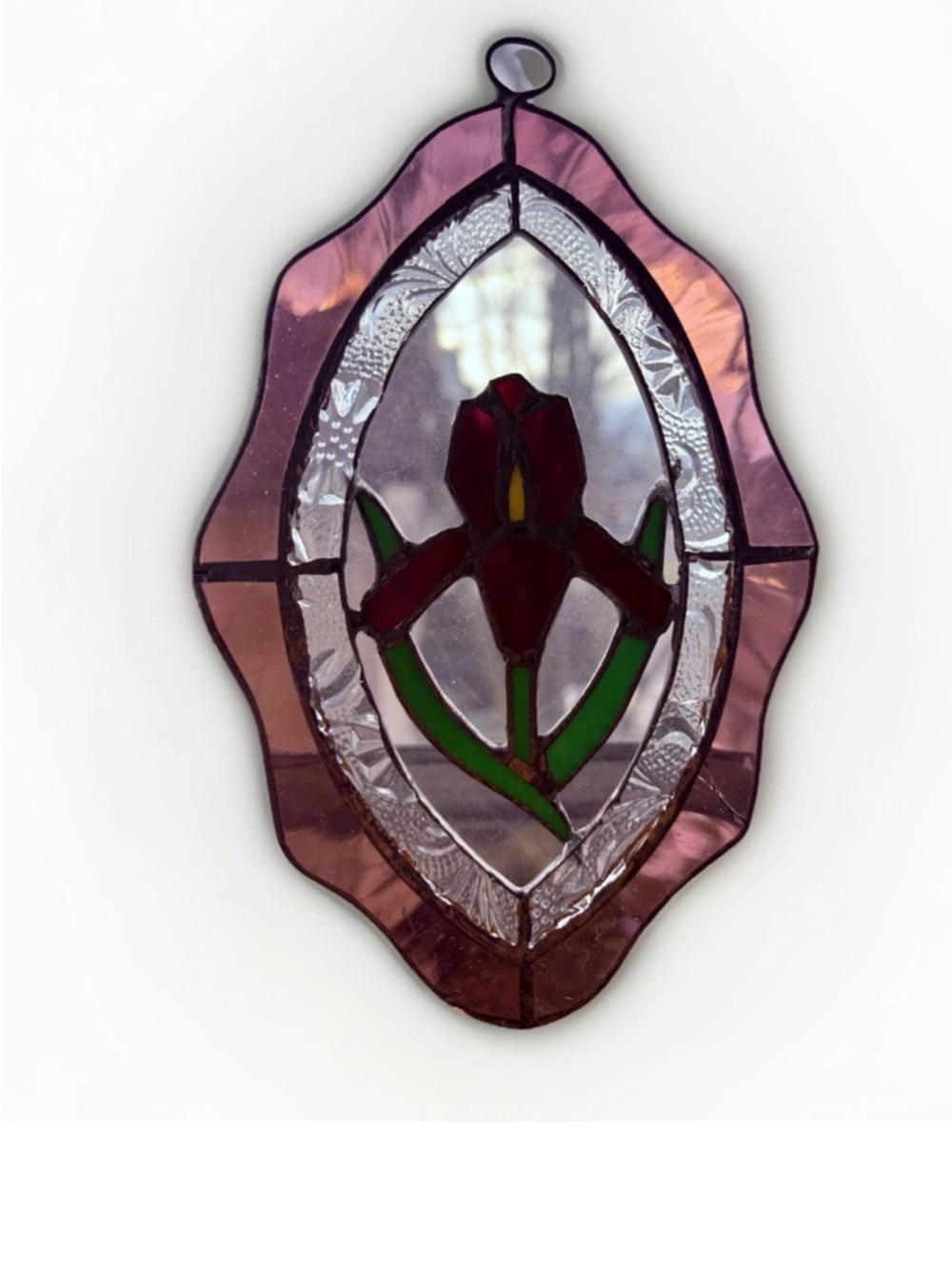 Vintage Stained-Glass Sun-Catcher Approximately 7” L x 5” W